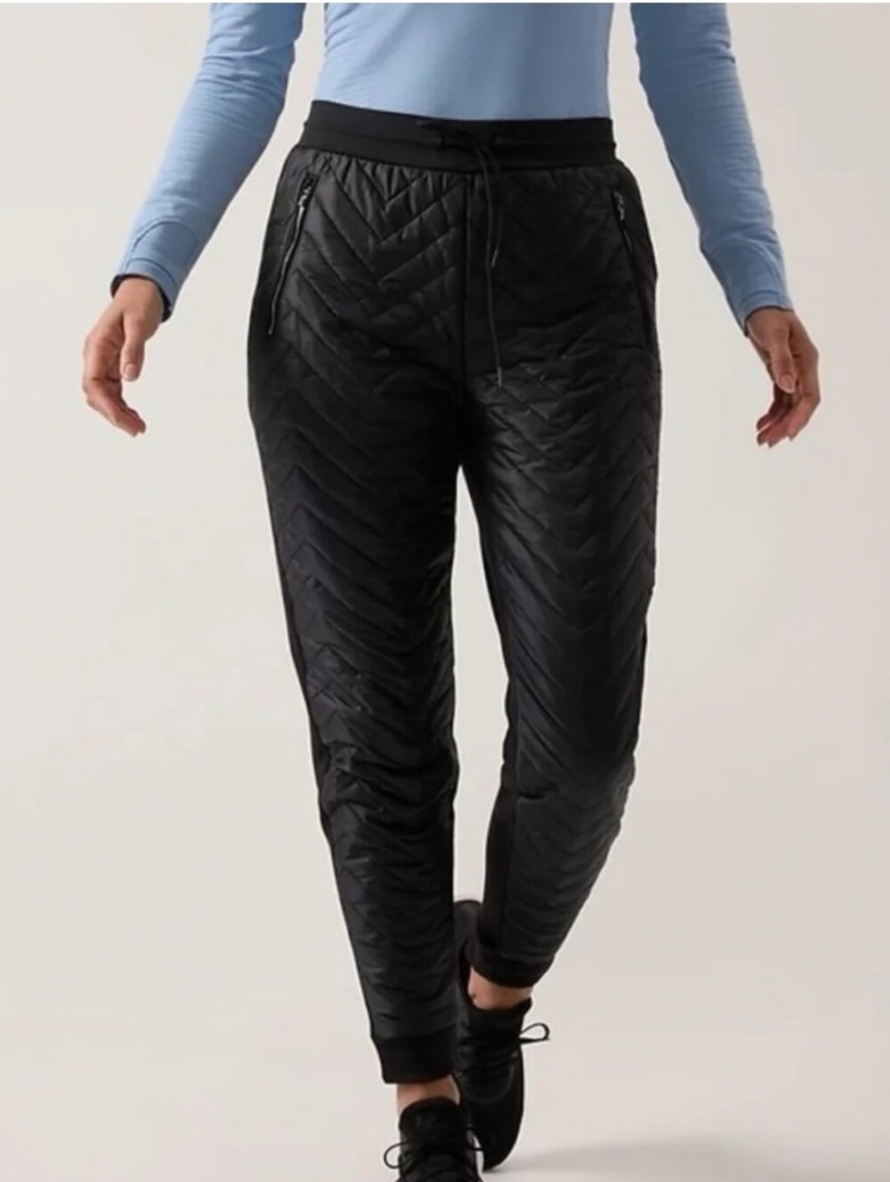 Athleta Black Solstice Quilted Jogger Pants Sz 10 Tall